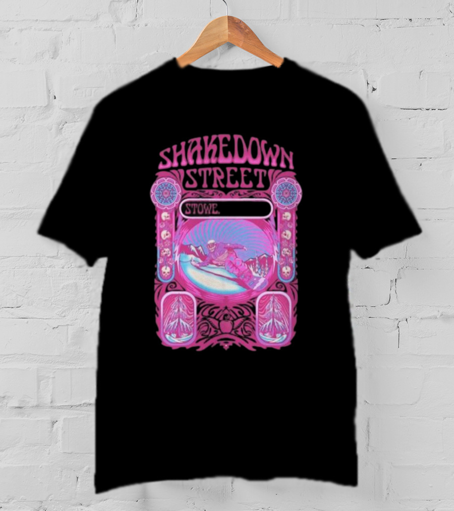 Shakedown Street Stowe Vermont Psychedelic Snowboarder Retro T-Shirt