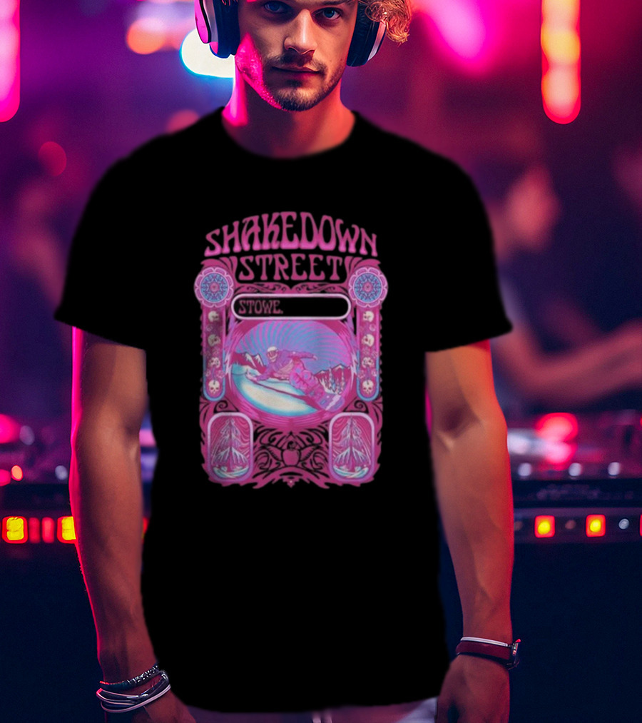 Shakedown Street Stowe Vermont Psychedelic Snowboarder Retro T-Shirt