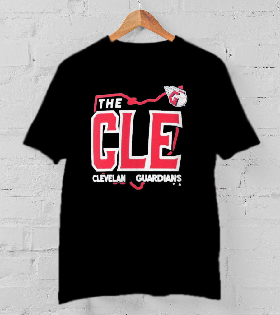 Cleveland Guardians The CLE 216 Map Logo Winged Baseball Emblem T-Shirt