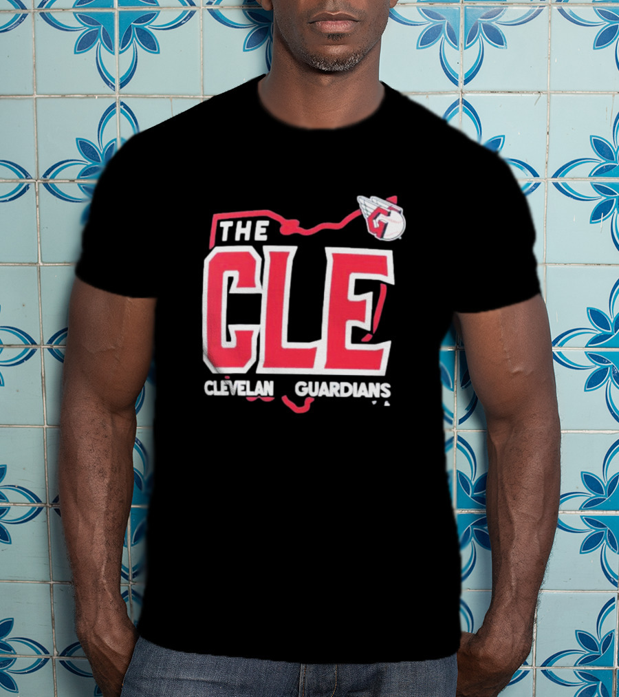 Cleveland Guardians The CLE 216 Map Logo Winged Baseball Emblem T-Shirt