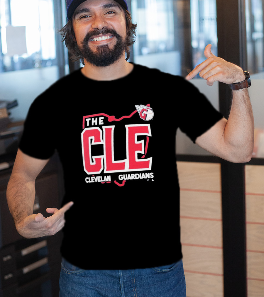 Cleveland Guardians The CLE 216 Map Logo Winged Baseball Emblem T-Shirt