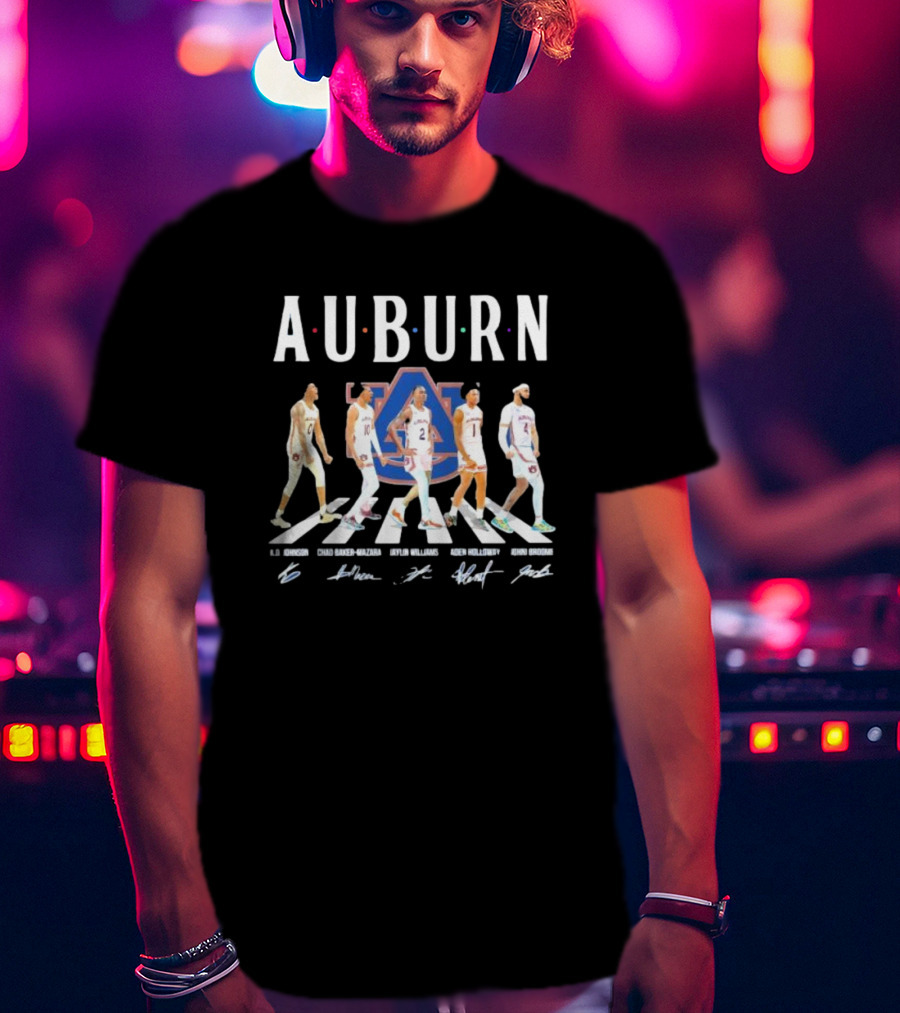 Auburn Tigers Basketball Abbey Road K.d Johnson Chad Baker-Mazara Jaylin Williams Aden Holloway Johni Broome Signatures T-Shirt