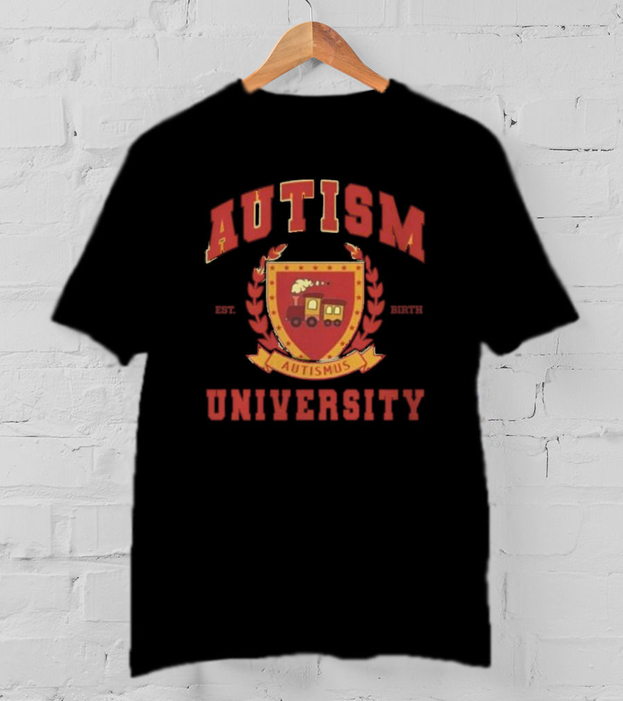 Autism University Est Birth Autismus Crest Train Emblem T-Shirt