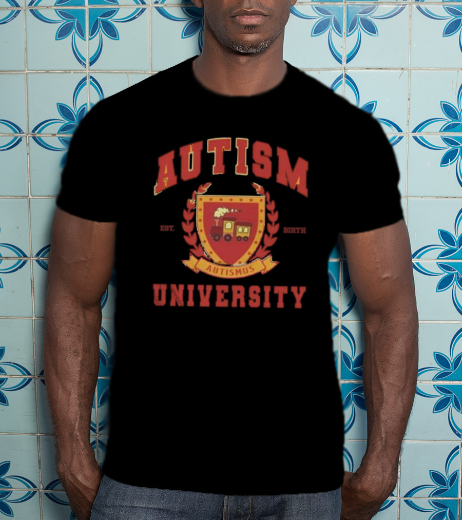 Autism University Est Birth Autismus Crest Train Emblem T-Shirt