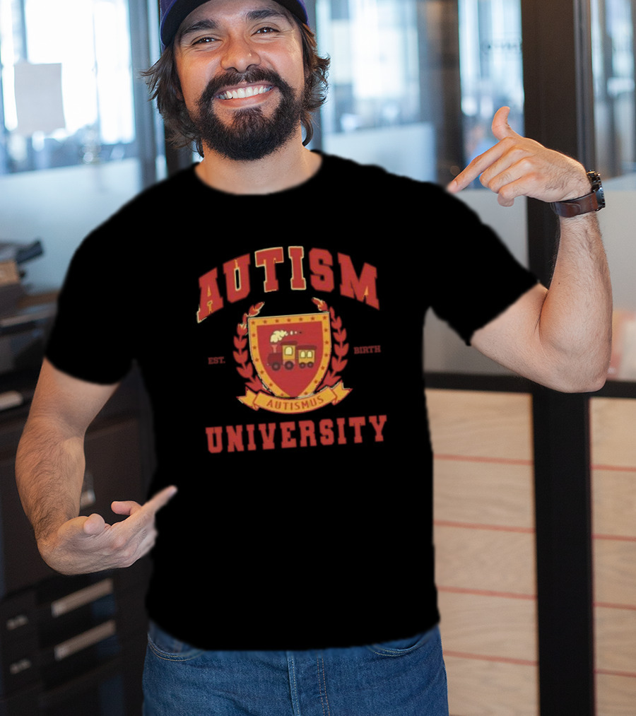 Autism University Est Birth Autismus Crest Train Emblem T-Shirt