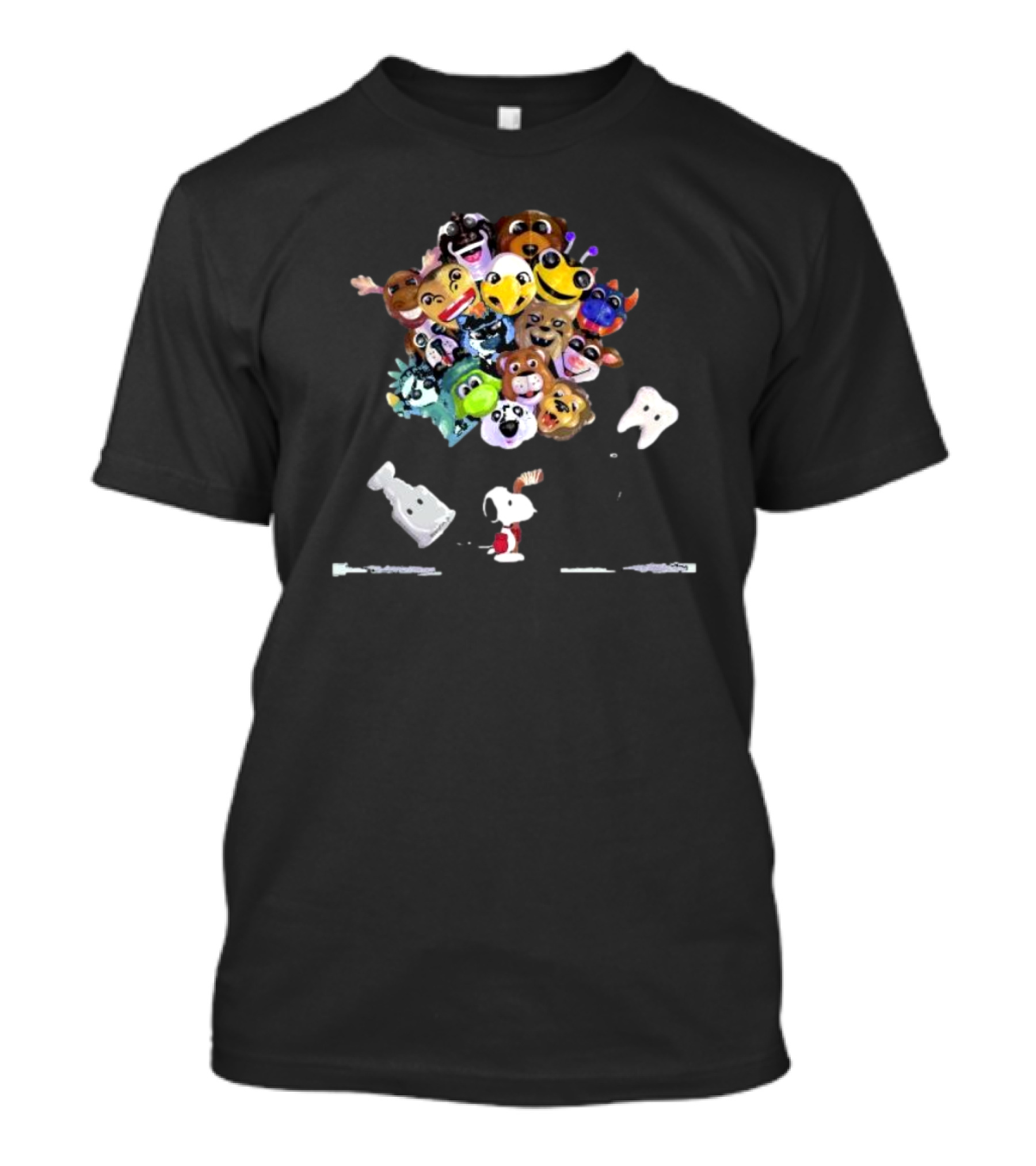 Snoopy With FNAF And Among Us Character Balloons For Playoff Hockey T-Shirt