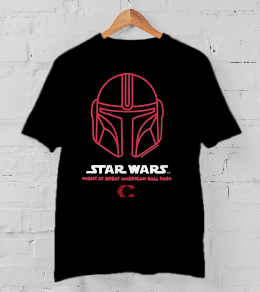 Star Wars Night At Great American Ball Park Mandalorian Helmet Reds T-Shirt