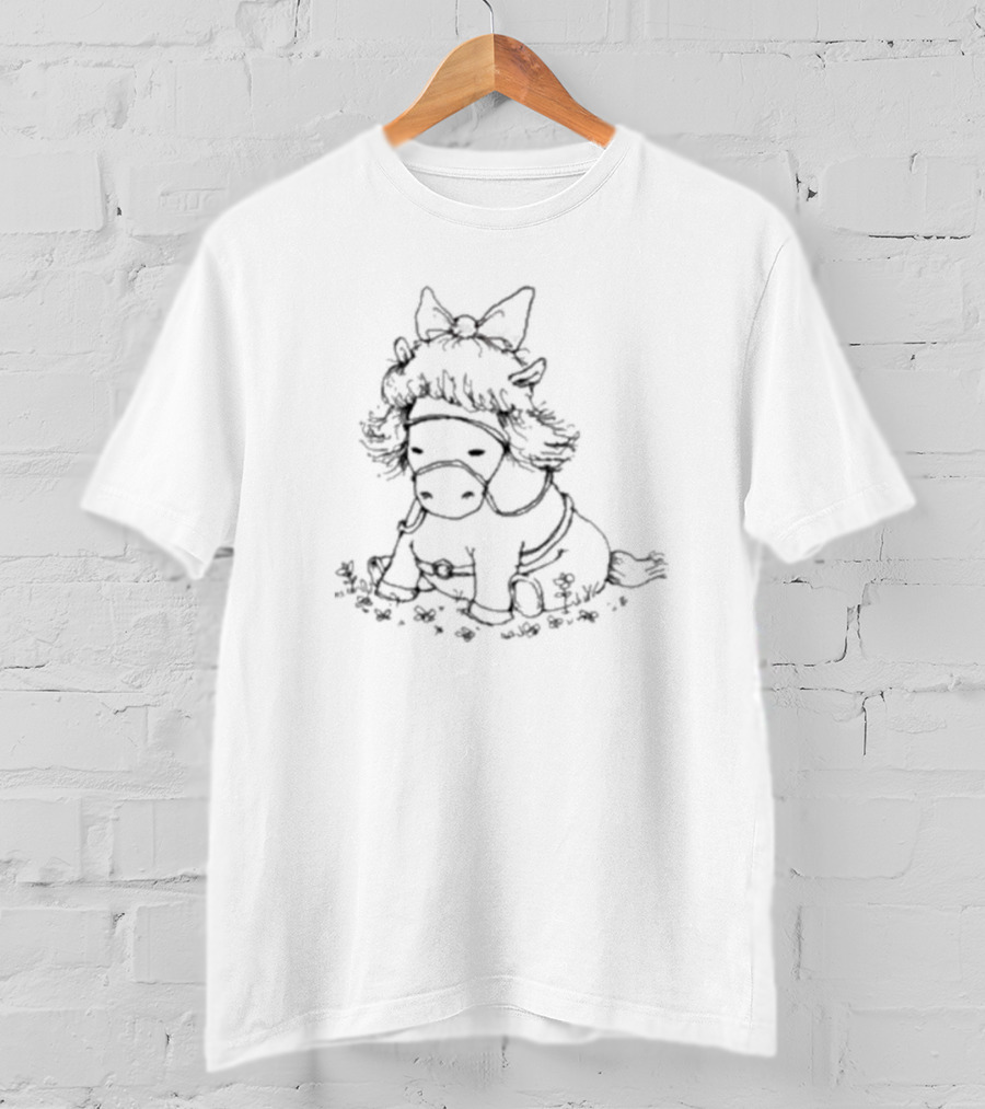 Princess Puddles Cute Pony In Flowers With Big Bow T-Shirt
