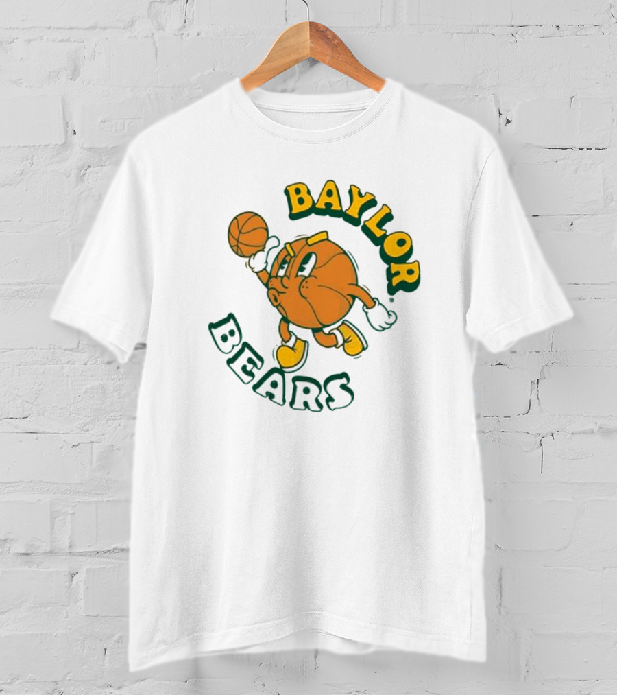 Baylor Bears Basketball Vintage Cartoon Logo Youth Green T-Shirt