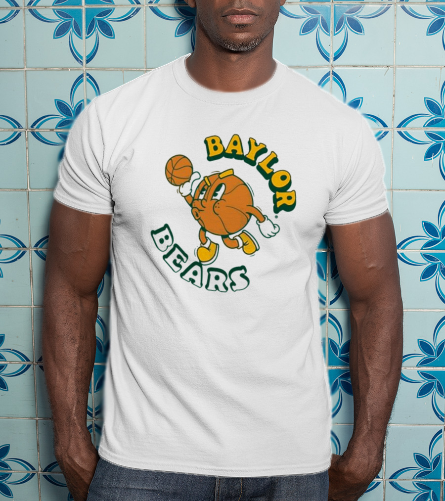Baylor Bears Basketball Vintage Cartoon Logo Youth Green T-Shirt