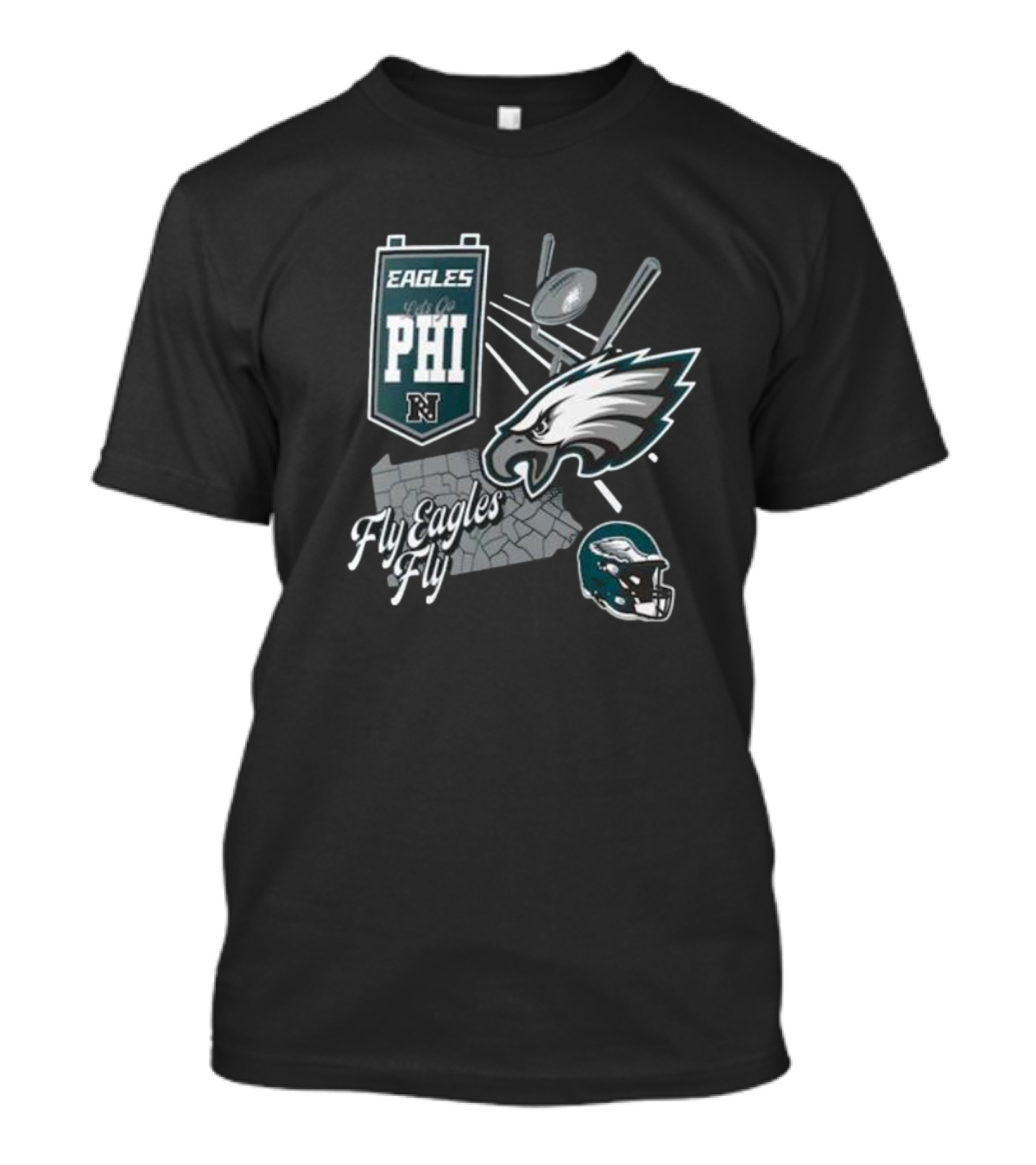 Eagles Fly Eagles Fly PHI Let's Go Football Helmet T-Shirt