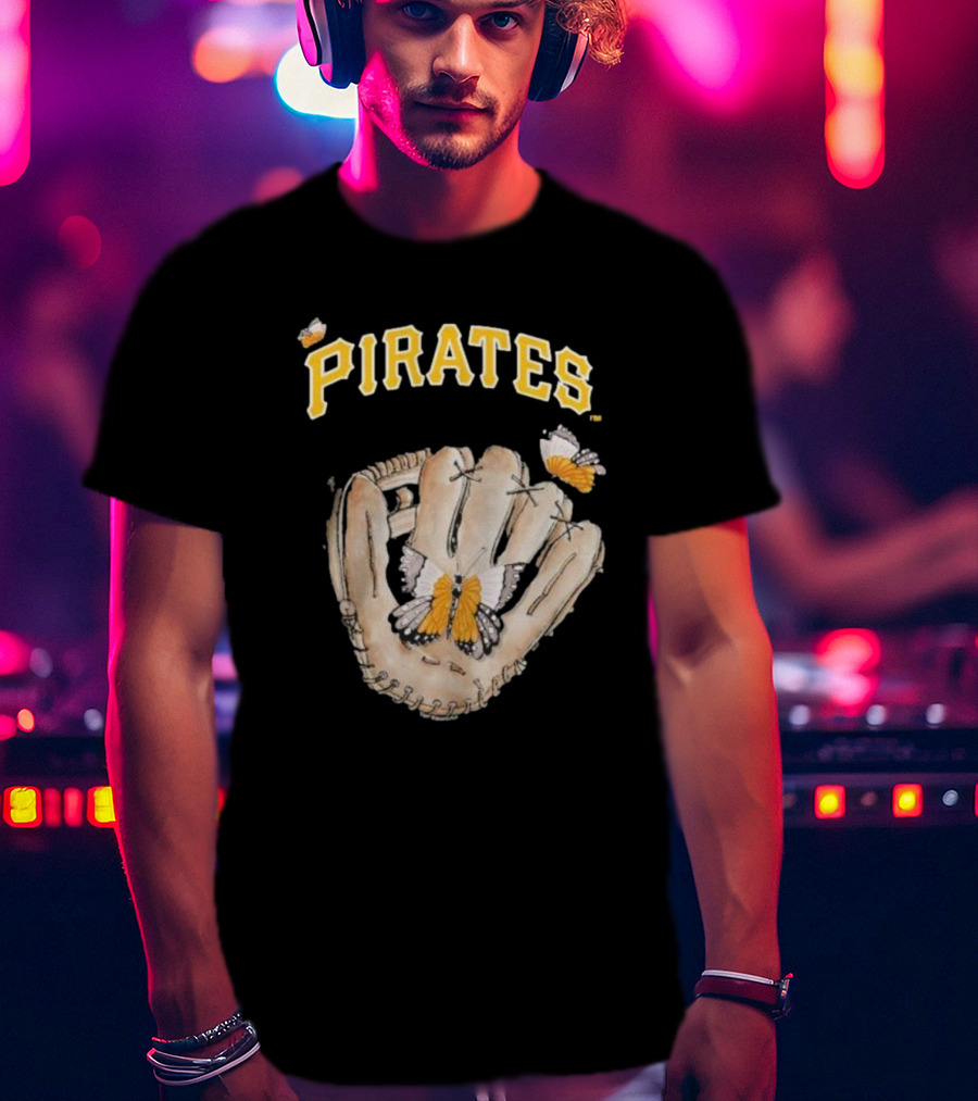 Pittsburgh Pirates Toddler Butterfly Baseball Glove Tiny Turnip T-Shirt