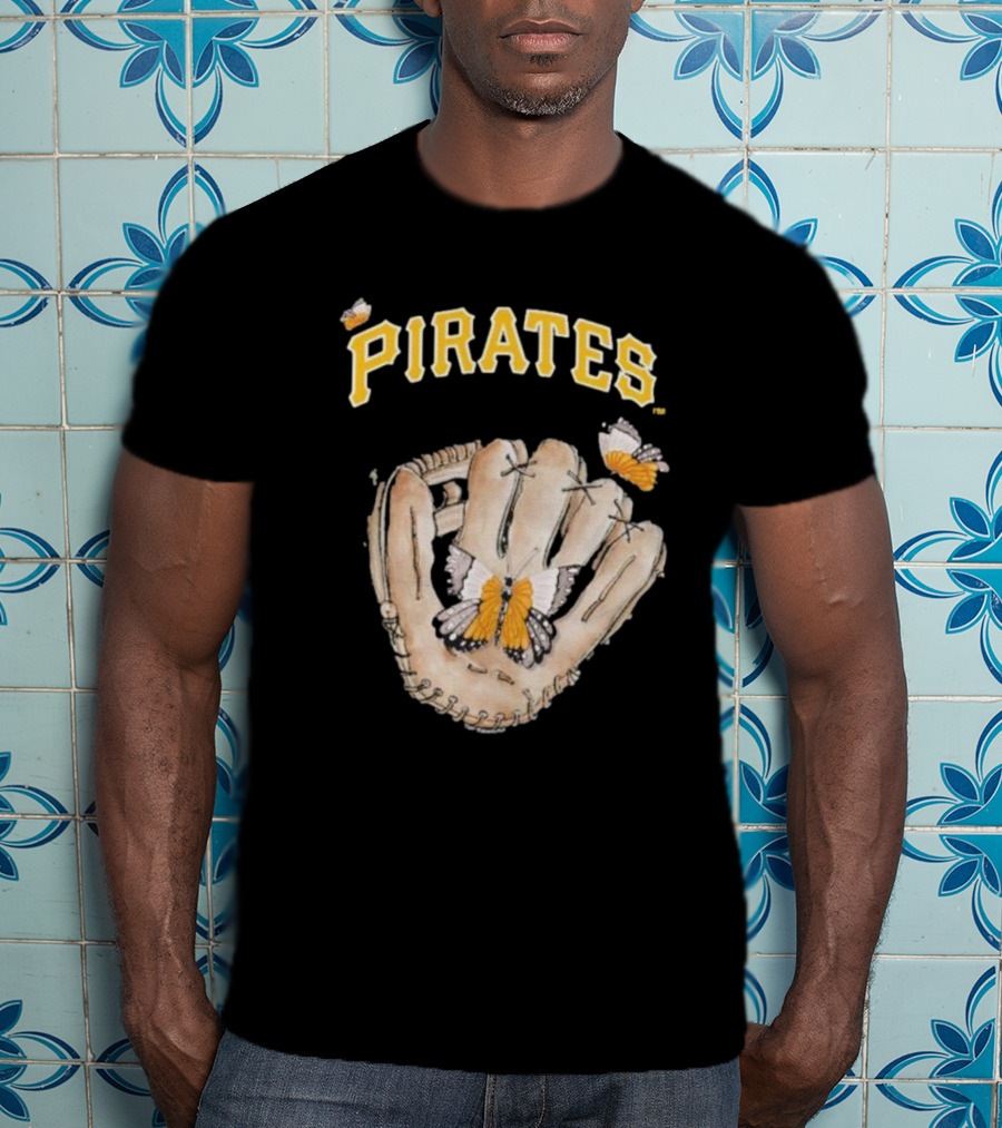 Pittsburgh Pirates Toddler Butterfly Baseball Glove Tiny Turnip T-Shirt