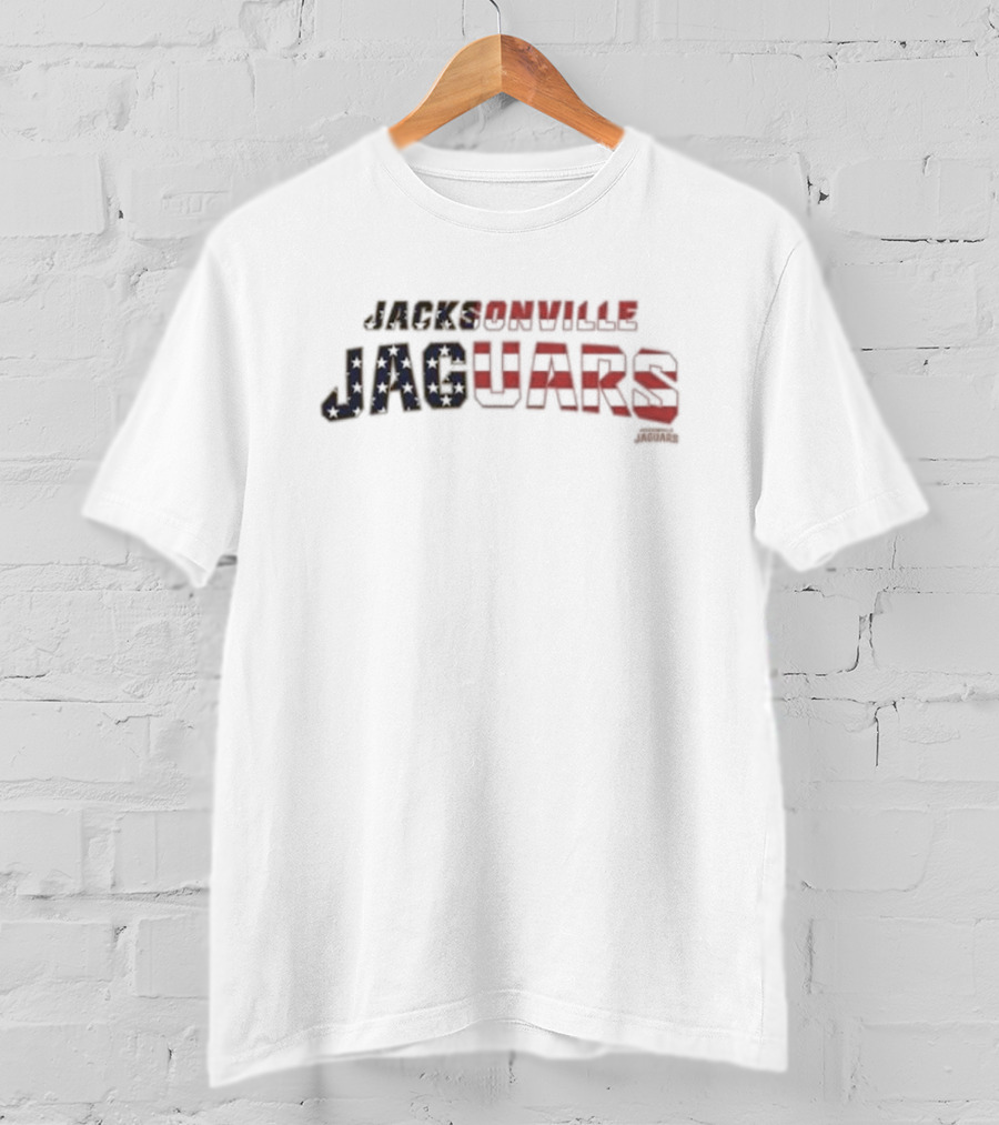 Jacksonville Jaguars Stars And Stripes Text ’47 Flag Script Franklin T-Shirt