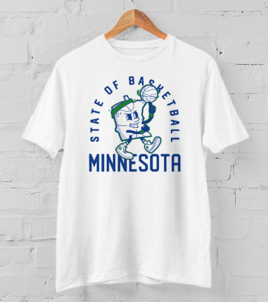 Minnesota State Of Basketball Retro Cartoon T-Shirt