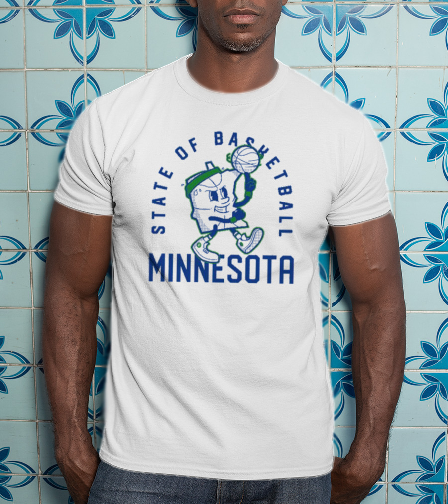 Minnesota State Of Basketball Retro Cartoon T-Shirt