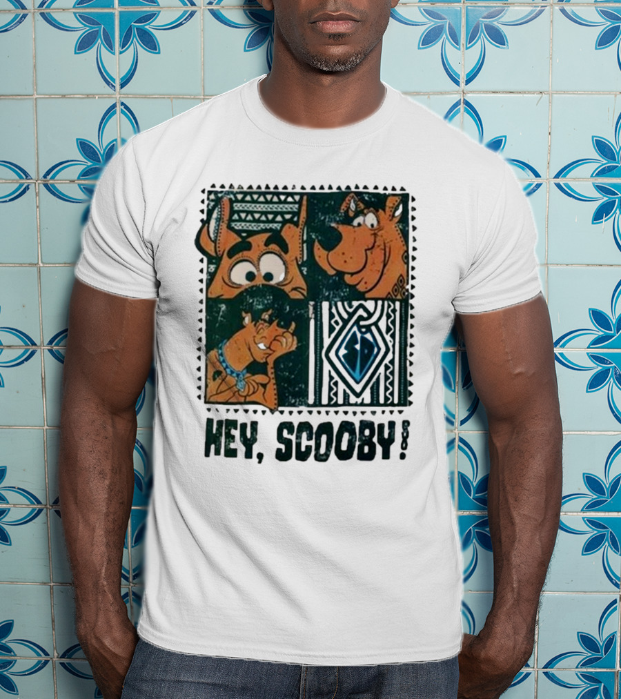 Scooby Doo Hey Scooby With Geometric Patterns And Scooby-Doo Facials T-Shirt