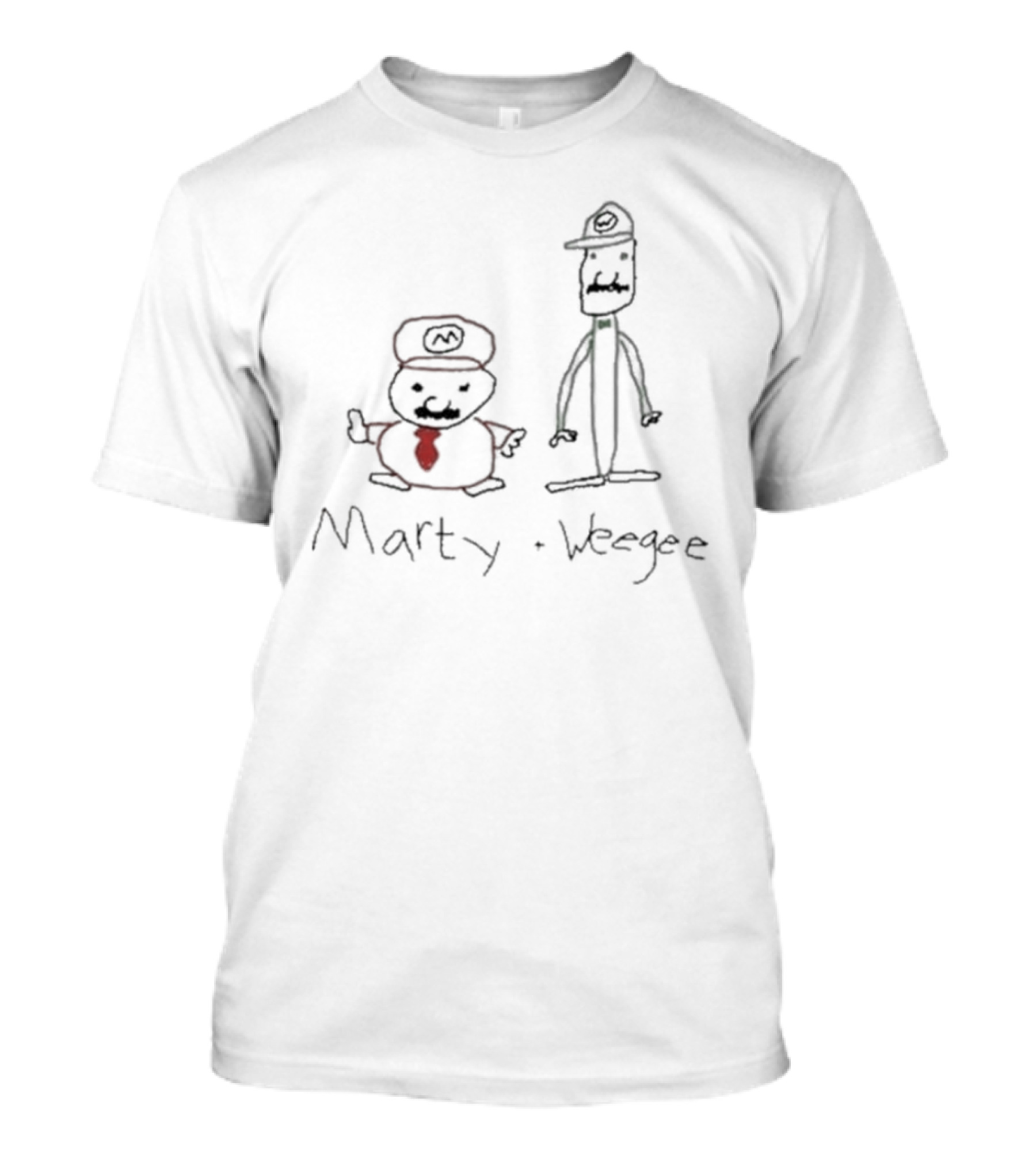 Marty And Weegee Parody Characters With Hats And Mustaches T-Shirt