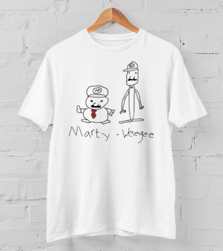 Marty And Weegee Parody Characters With Hats And Mustaches T-Shirt