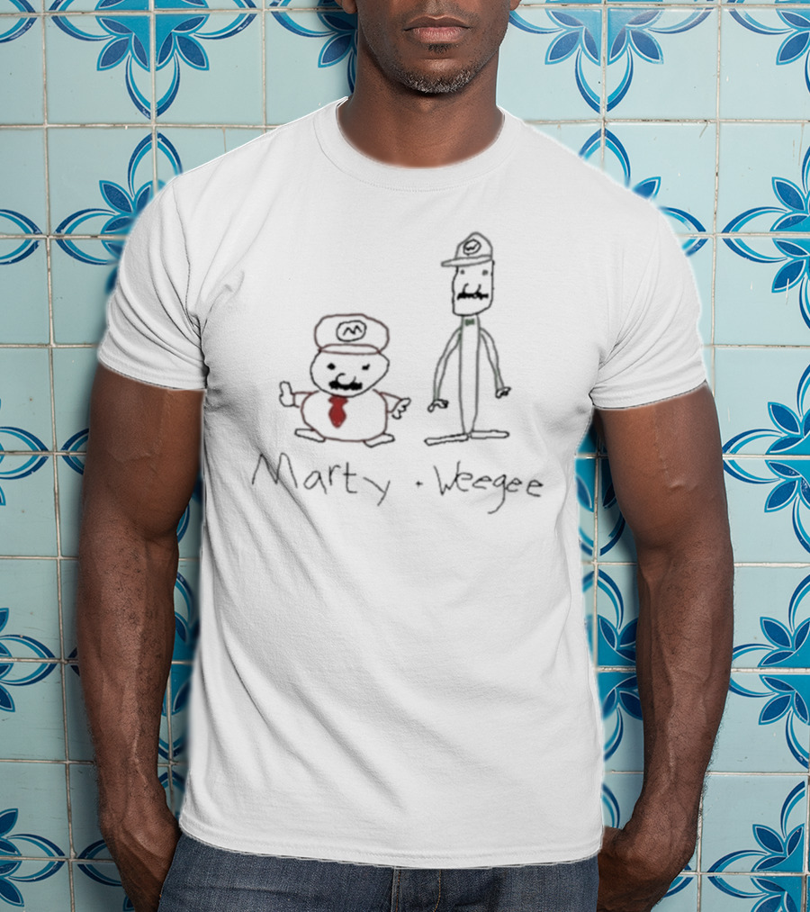 Marty And Weegee Parody Characters With Hats And Mustaches T-Shirt