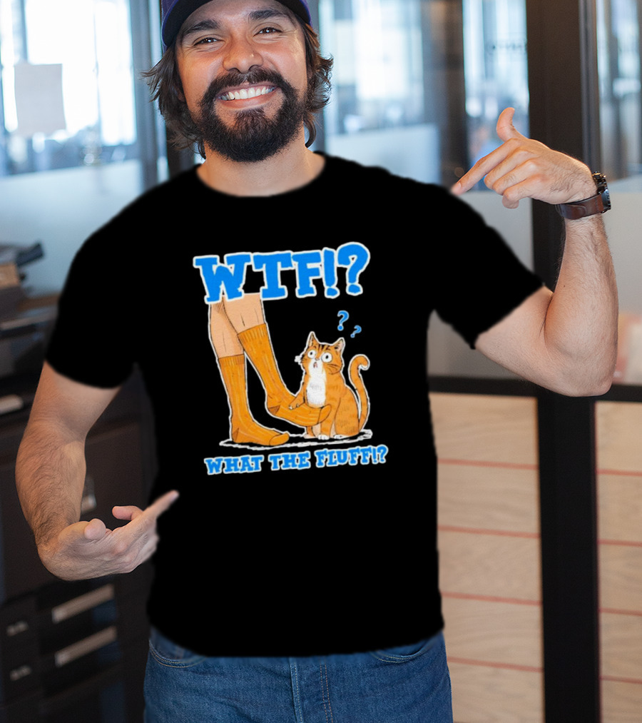 WTF What The Fluff Funny Cat Meme Confused Cat With Socks T-Shirt