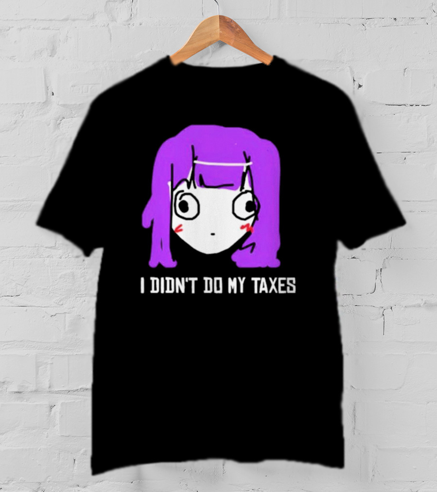 Jusagi Chan I Didn’t Do My Taxes Anime Style Purple Hair Sketch T-Shirt