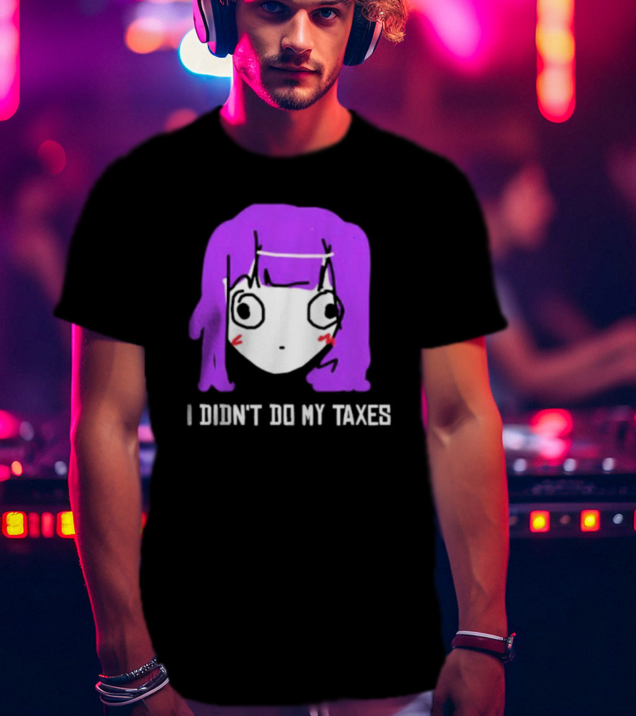 Jusagi Chan I Didn’t Do My Taxes Anime Style Purple Hair Sketch T-Shirt