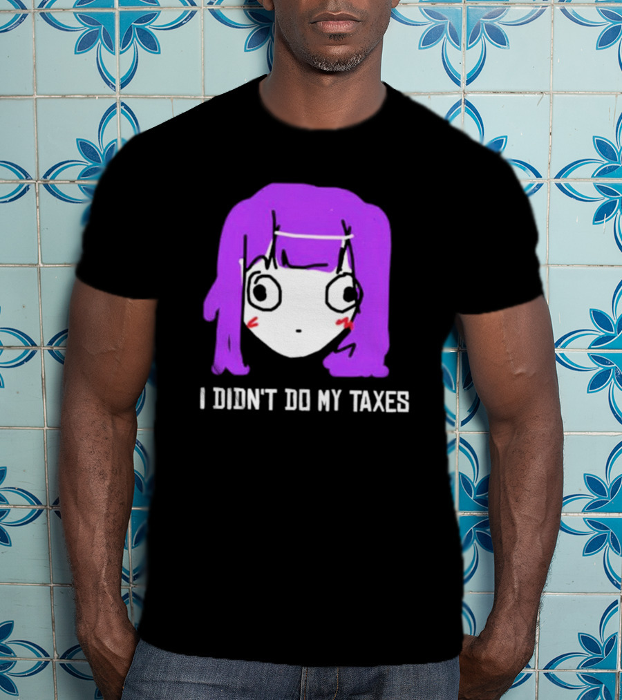 Jusagi Chan I Didn’t Do My Taxes Anime Style Purple Hair Sketch T-Shirt
