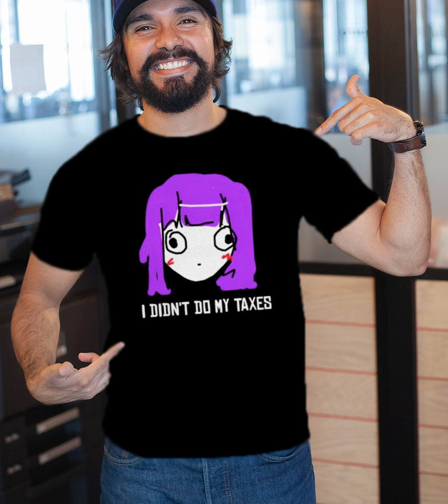 Jusagi Chan I Didn’t Do My Taxes Anime Style Purple Hair Sketch T-Shirt