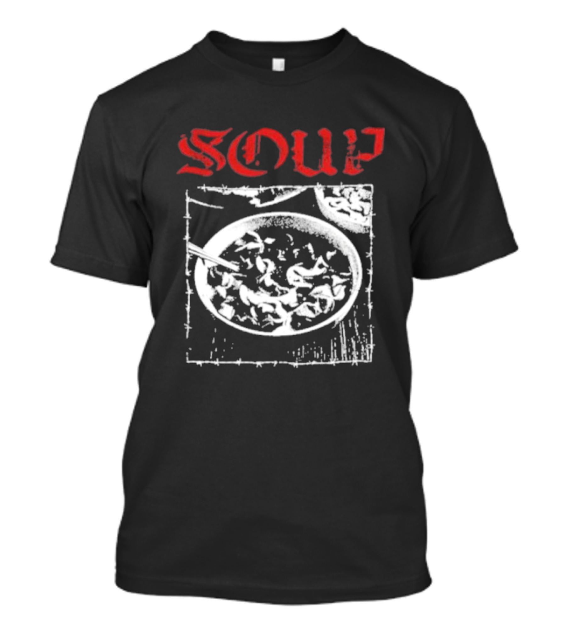 Soup Bowl With Red Hardcore Typography T-Shirt