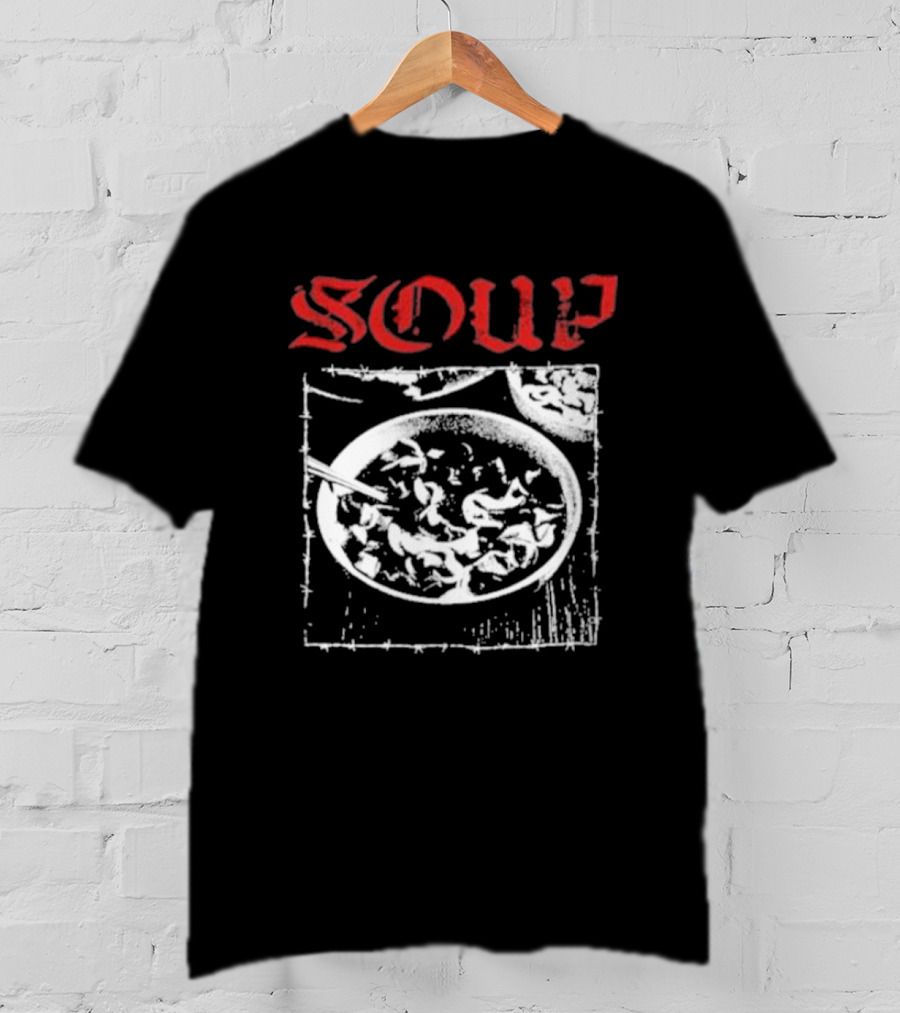 Soup Bowl With Red Hardcore Typography T-Shirt