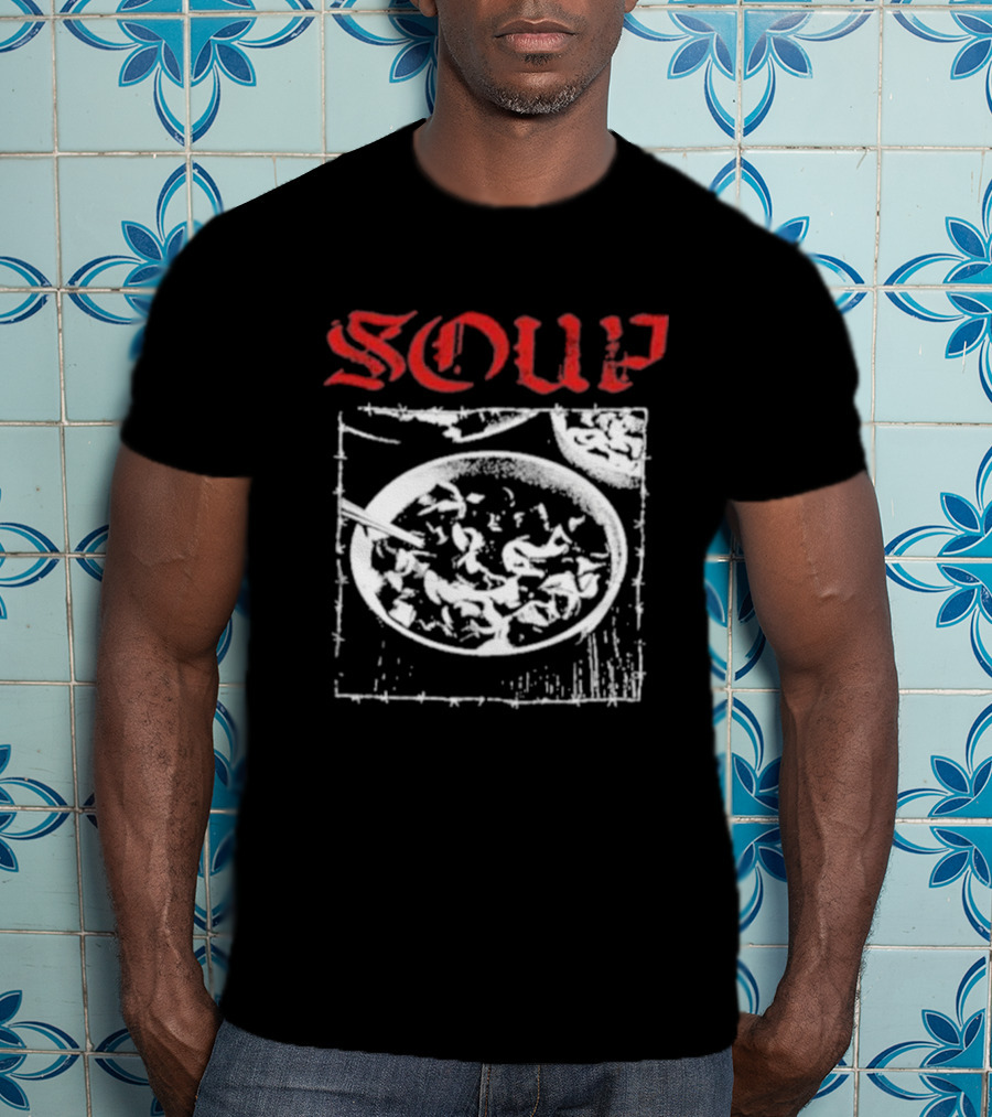 Soup Bowl With Red Hardcore Typography T-Shirt