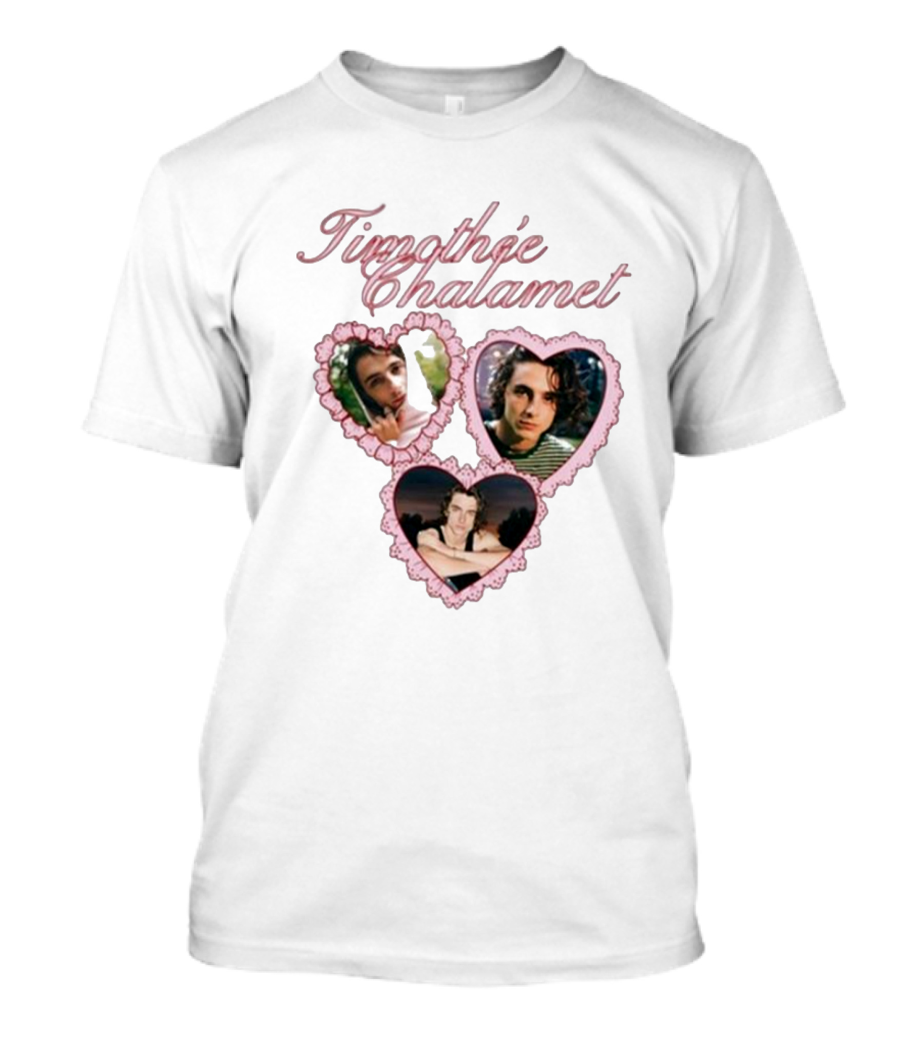 Timothée Chalamet Pink Heart Collage T-Shirt
