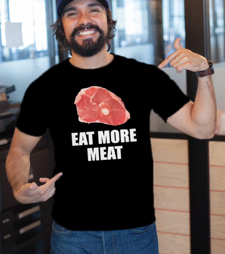 Oscar De La Hoya Wearing Eat More Meat Steak Slice T-Shirt