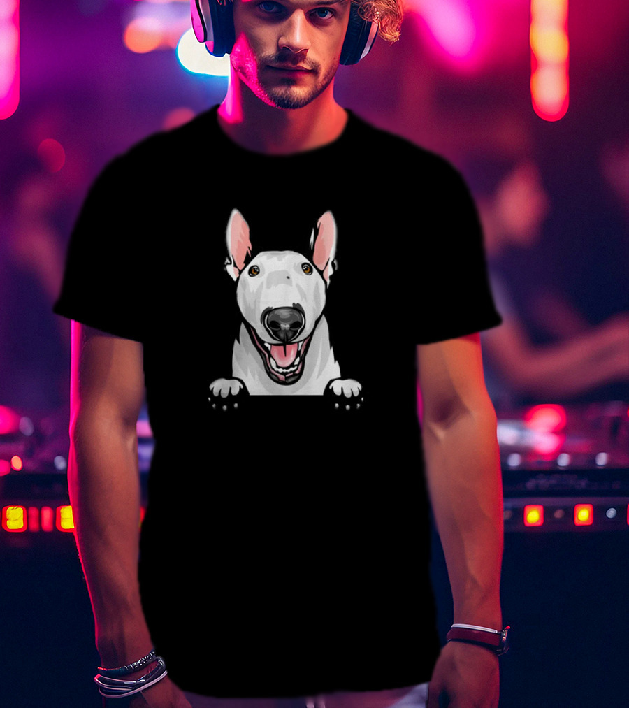 Animal Dog Bull Terrier Peeking With Ears And Nose T-Shirt