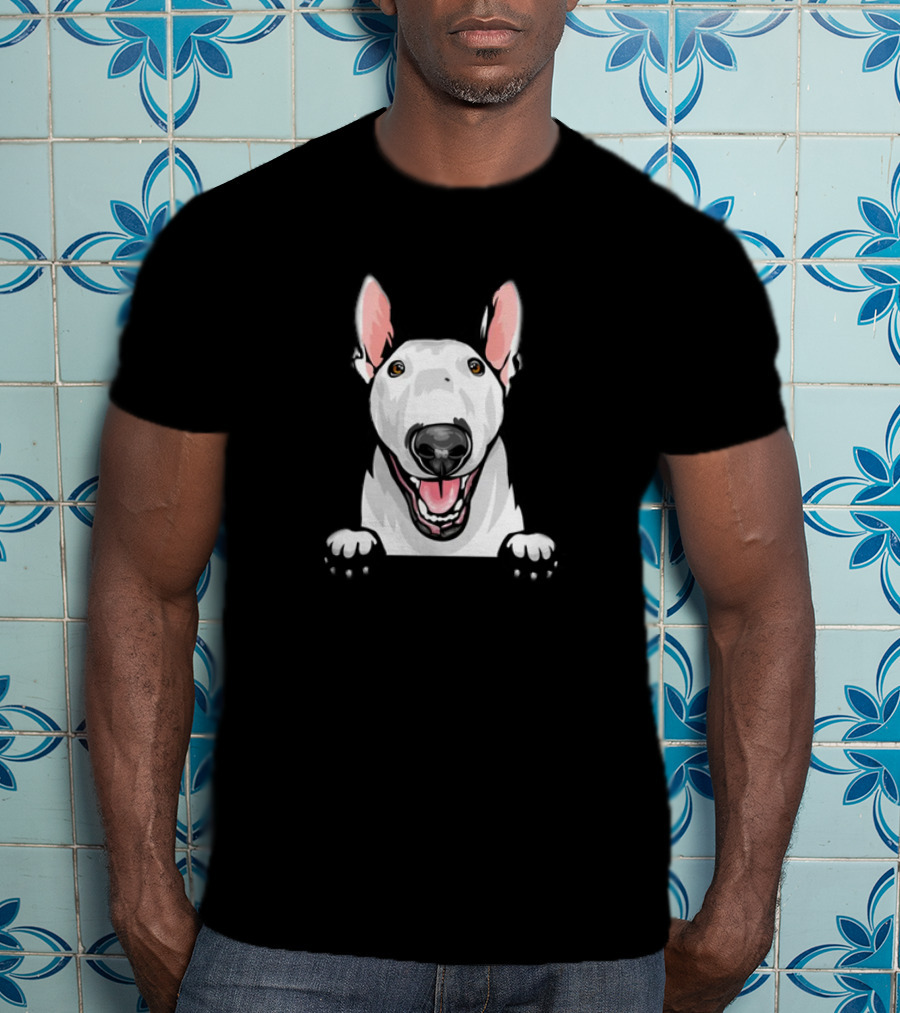 Animal Dog Bull Terrier Peeking With Ears And Nose T-Shirt