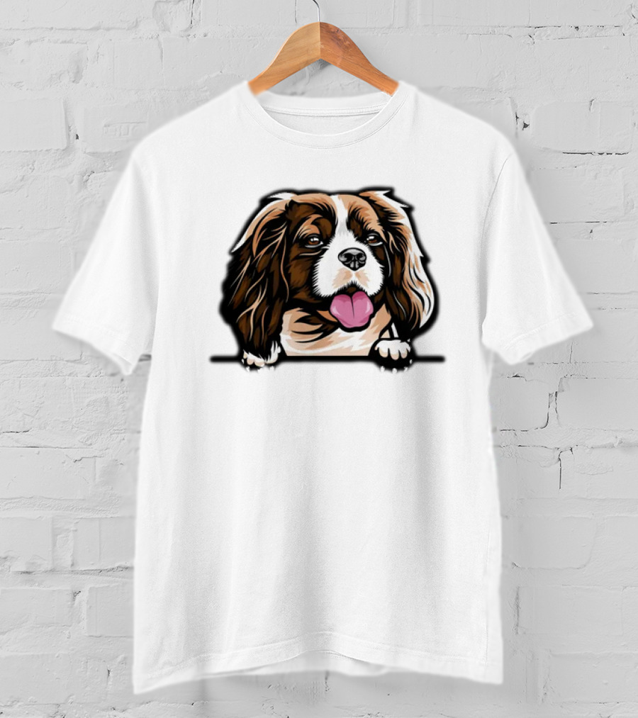 Animal Dog Cavalier King Charles Spaniel Peeking 6yhkma Color T-Shirt