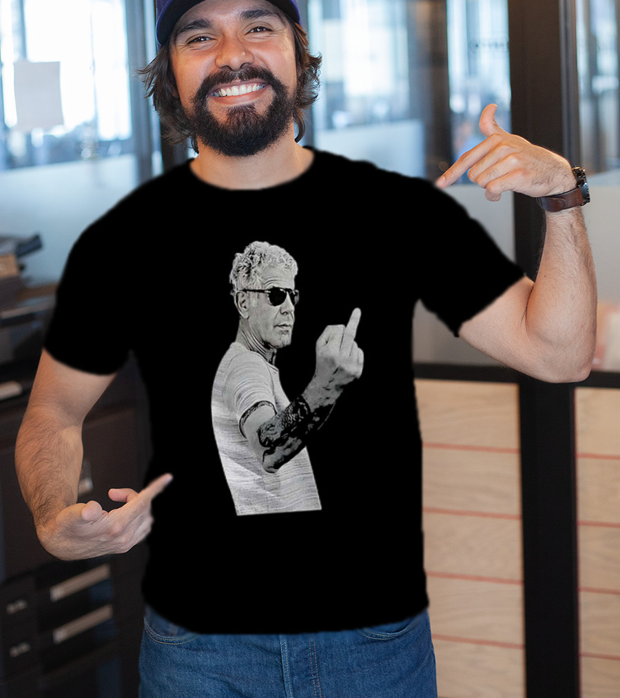 Anthony Bourdain Iconic Middle Finger Gesture T-Shirt