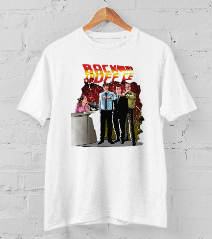 Back To The Office Men At Reception: Humorous Nostalgia With Lightning Burst T-Shirt
