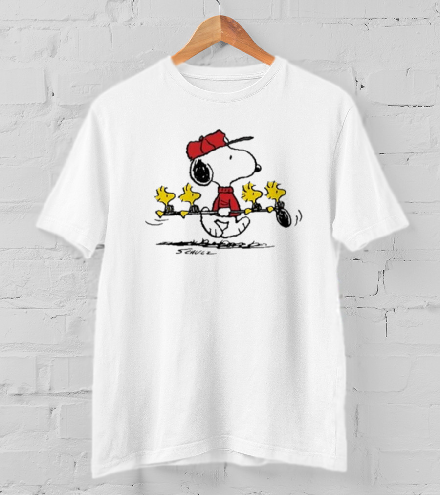 Snoopy Fishing With Woodstock Crew Summer Peanuts T-Shirt