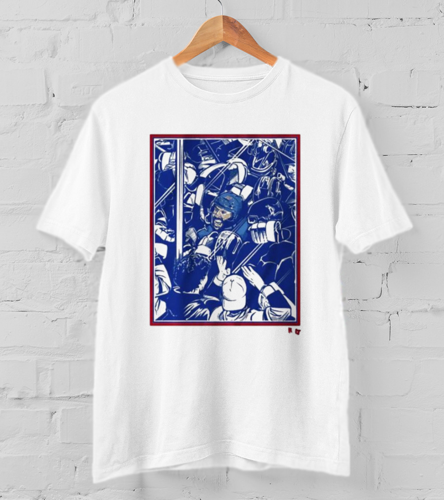 Vincent Trocheck Dogpile Hockey Team Celebration In Blue And White T-Shirt