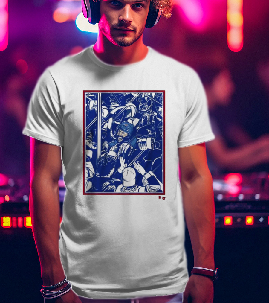 Vincent Trocheck Dogpile Hockey Team Celebration In Blue And White T-Shirt