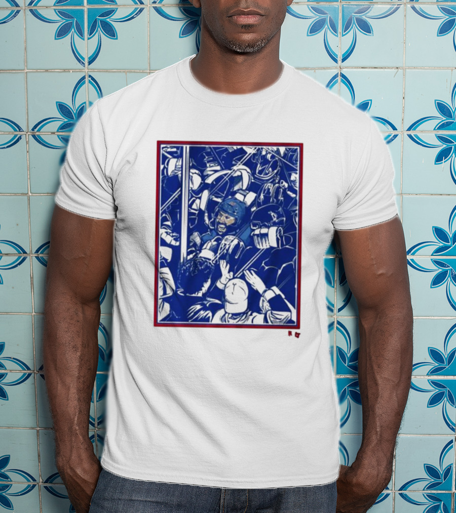 Vincent Trocheck Dogpile Hockey Team Celebration In Blue And White T-Shirt