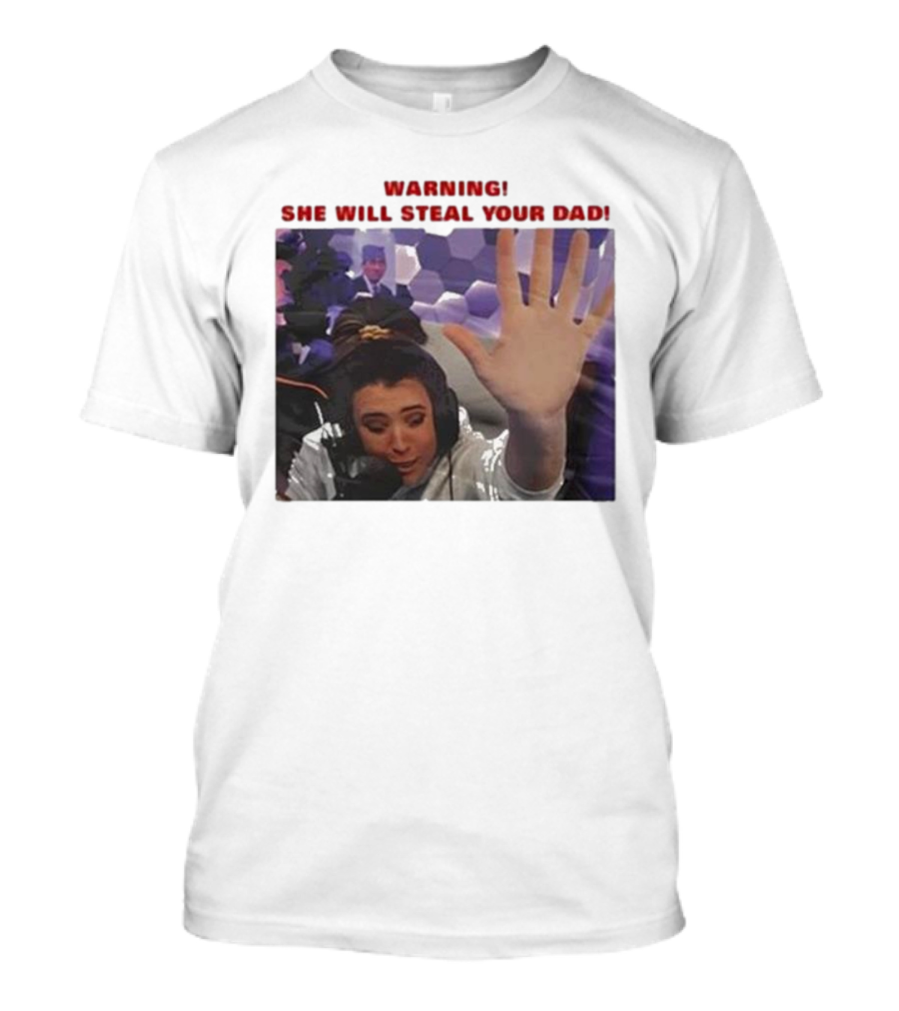 Warning She Will Steal Your Dad Raised Hand Microphone Scene T-Shirt