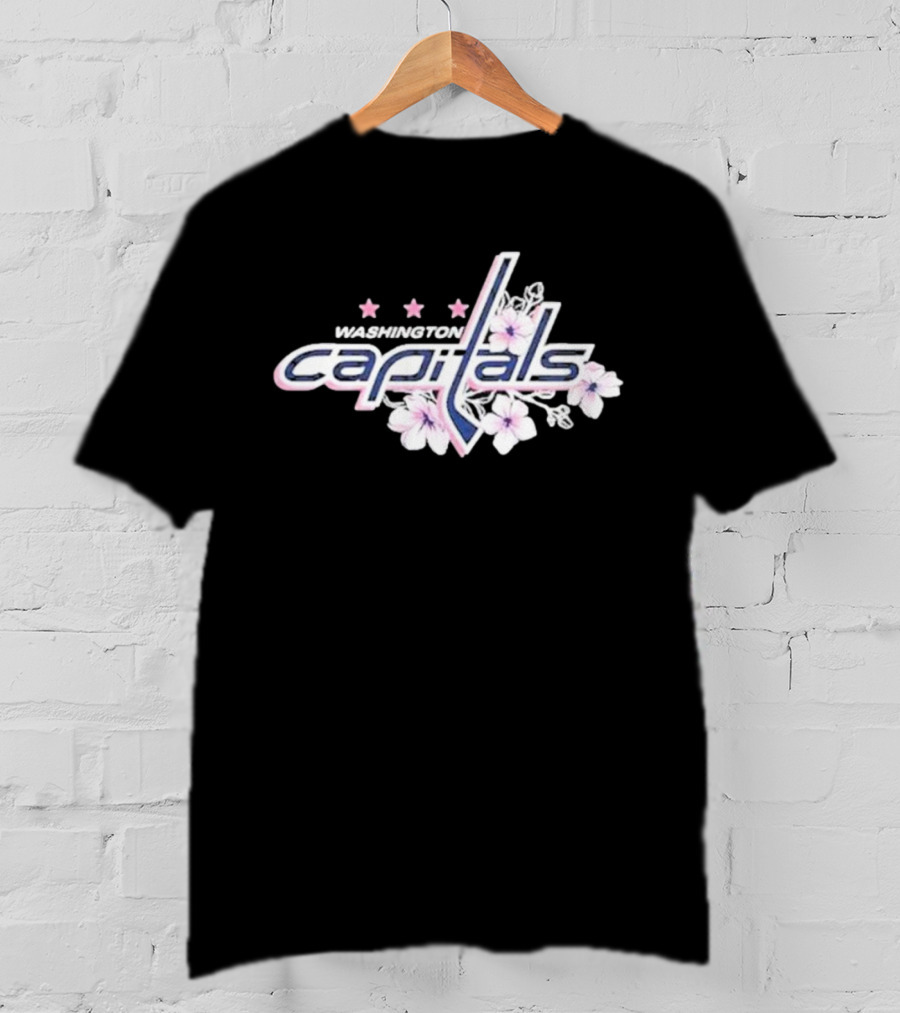 Washington Capitals Cherry Blossom Logo With Flowers And Stars T-Shirt