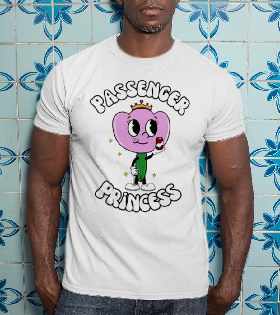 Passenger Princess Doublecrossco Cartoon Character With Crown And Drink T-Shirt