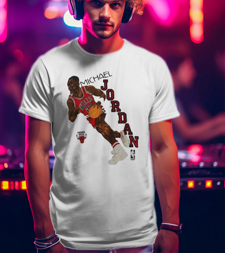 Michael Jordan Chicago Bulls Cartoon NBA T-Shirt