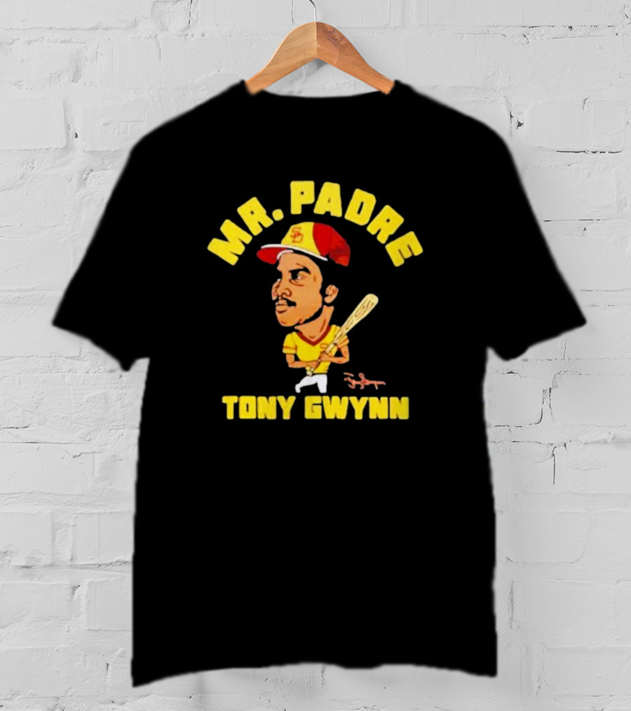 MR. PADRE TONY GWYNN SIGNATURE SAN DIEGO BASEBALL PLAYER CARTOON T-Shirt