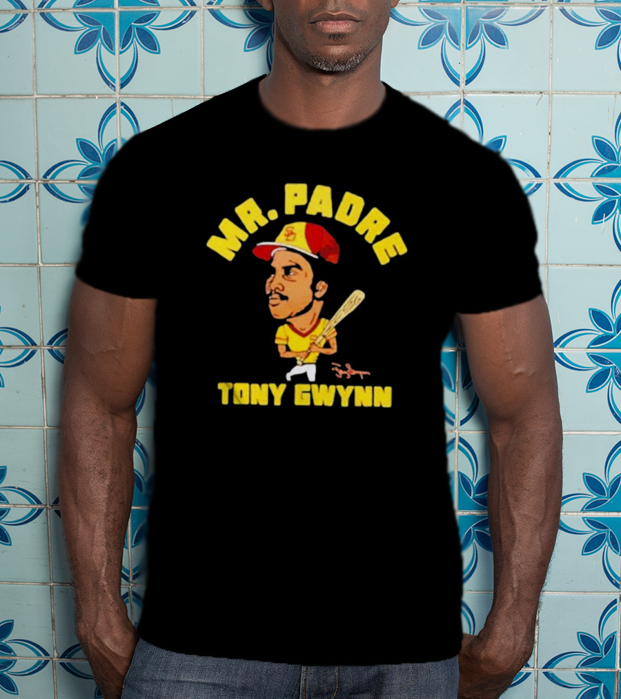 MR. PADRE TONY GWYNN SIGNATURE SAN DIEGO BASEBALL PLAYER CARTOON T-Shirt