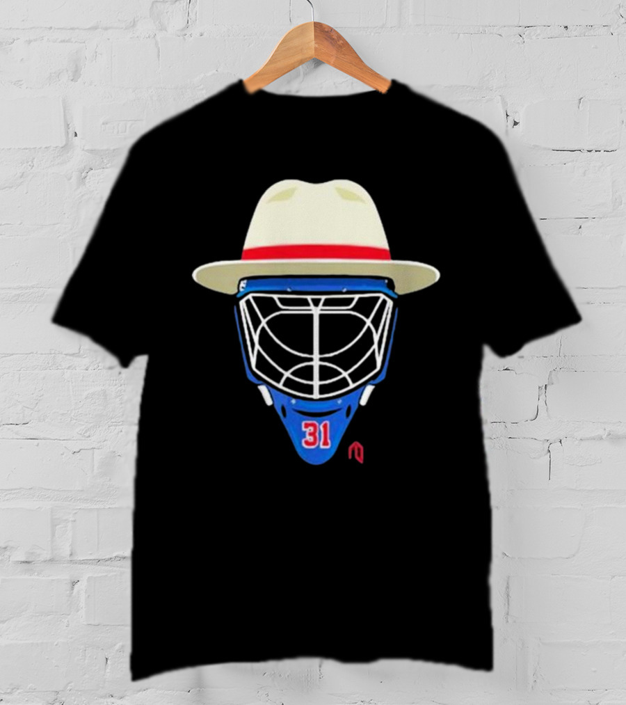 Broadway Goalie Mask Fedora Blue Number 31 T-Shirt